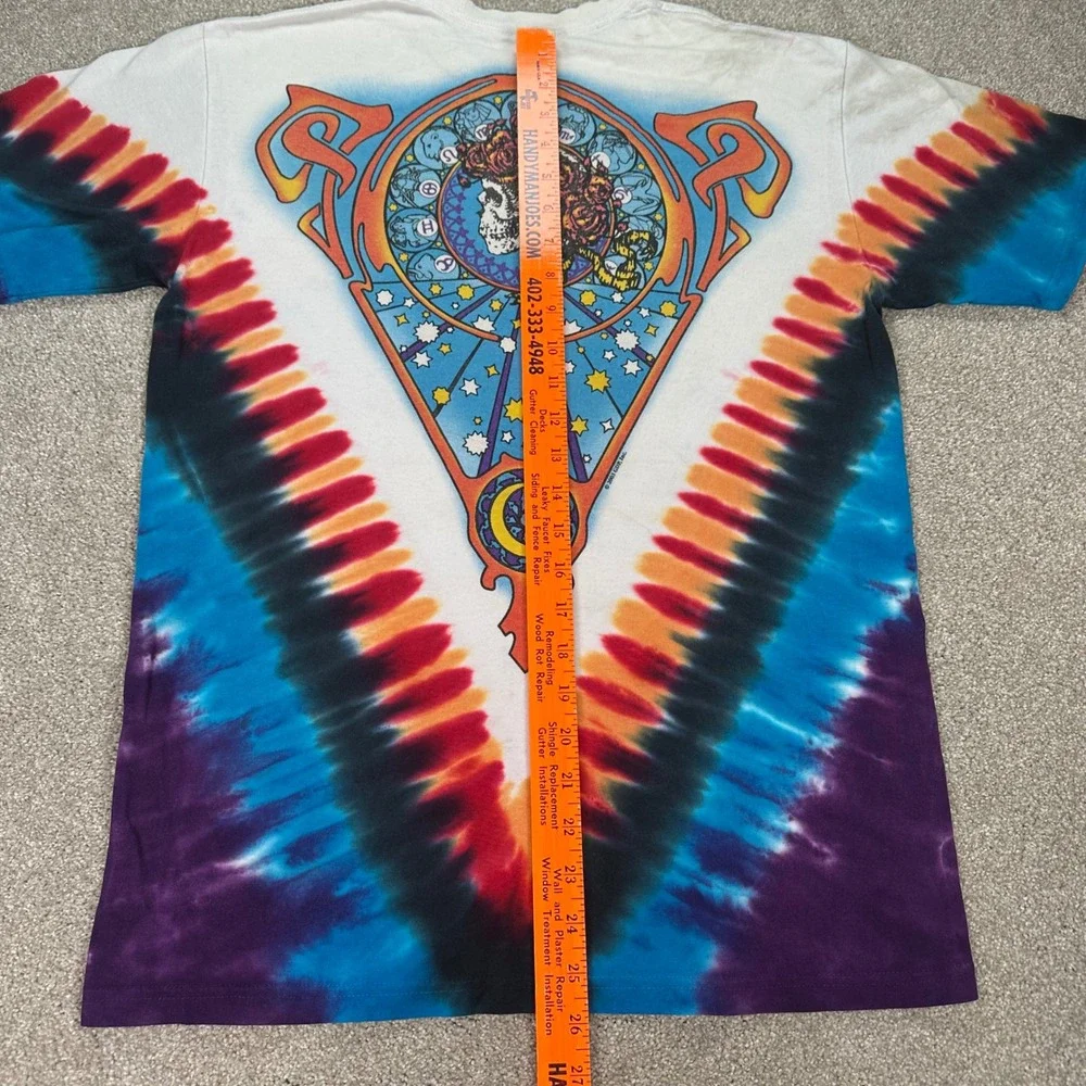 Grateful Dead Liquid Blue Tie Dye T Shirt Steal Your Face Skeleton Roses‎ Medium